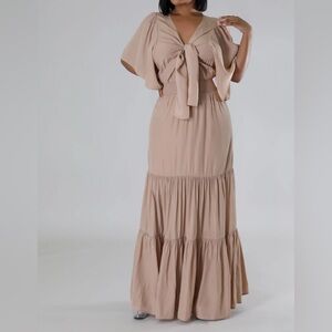 Elegant Tan Maxi Dress